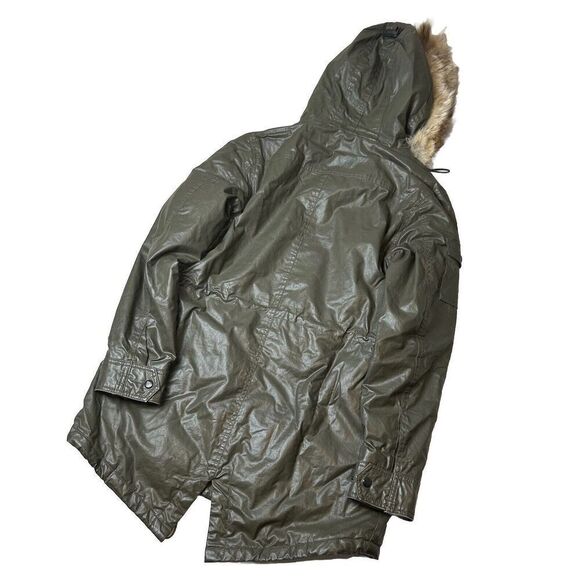 SAM. NYC green parka with real fur Sz M - Picture 4 of 6
